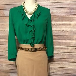 Anthropologie silk green blouse HD IN PARIS 12